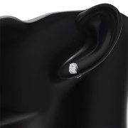 5x7mm Oval Prong-Set Clear CZ Sterling Silver Stud Earrings - e446
